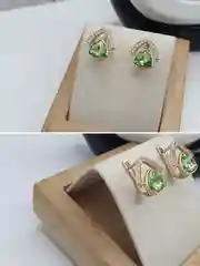 Лайм серьги с камнем, бижутерия