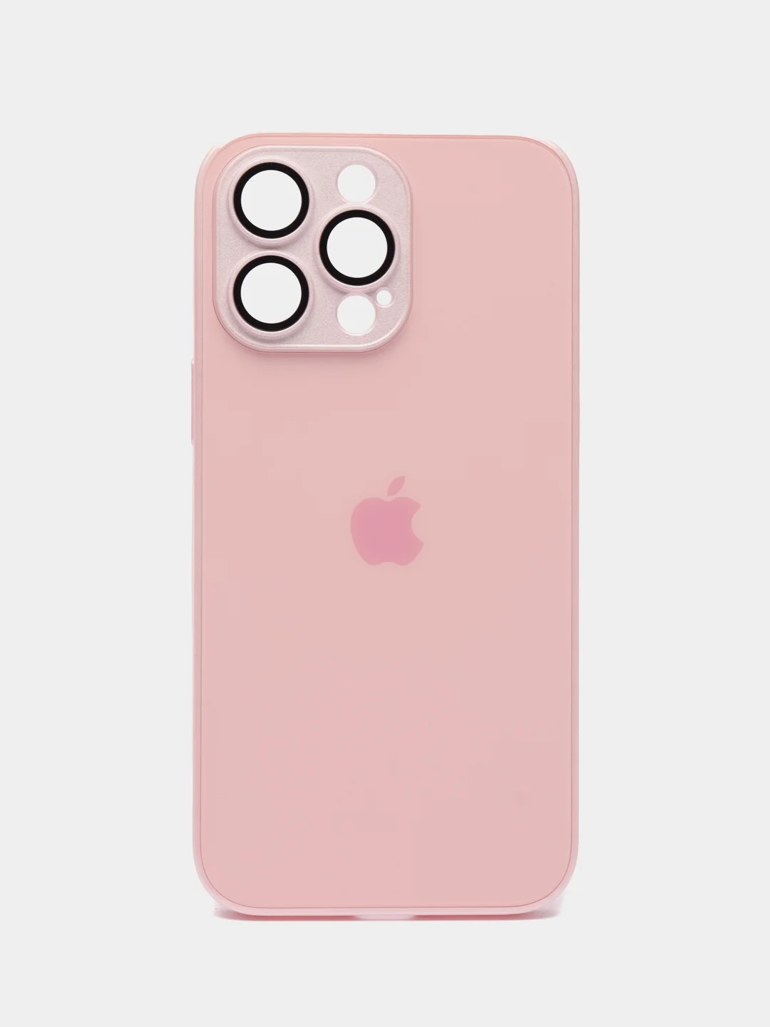Розовый чехол на айфон 13, 14, 15 16 Pro Max Plus, стеклянный, MagSafe с защитой камеры для iPhone
