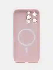 Розовый чехол на айфон 13, 14, 15 16 Pro Max Plus, стеклянный, MagSafe с защитой камеры для iPhone