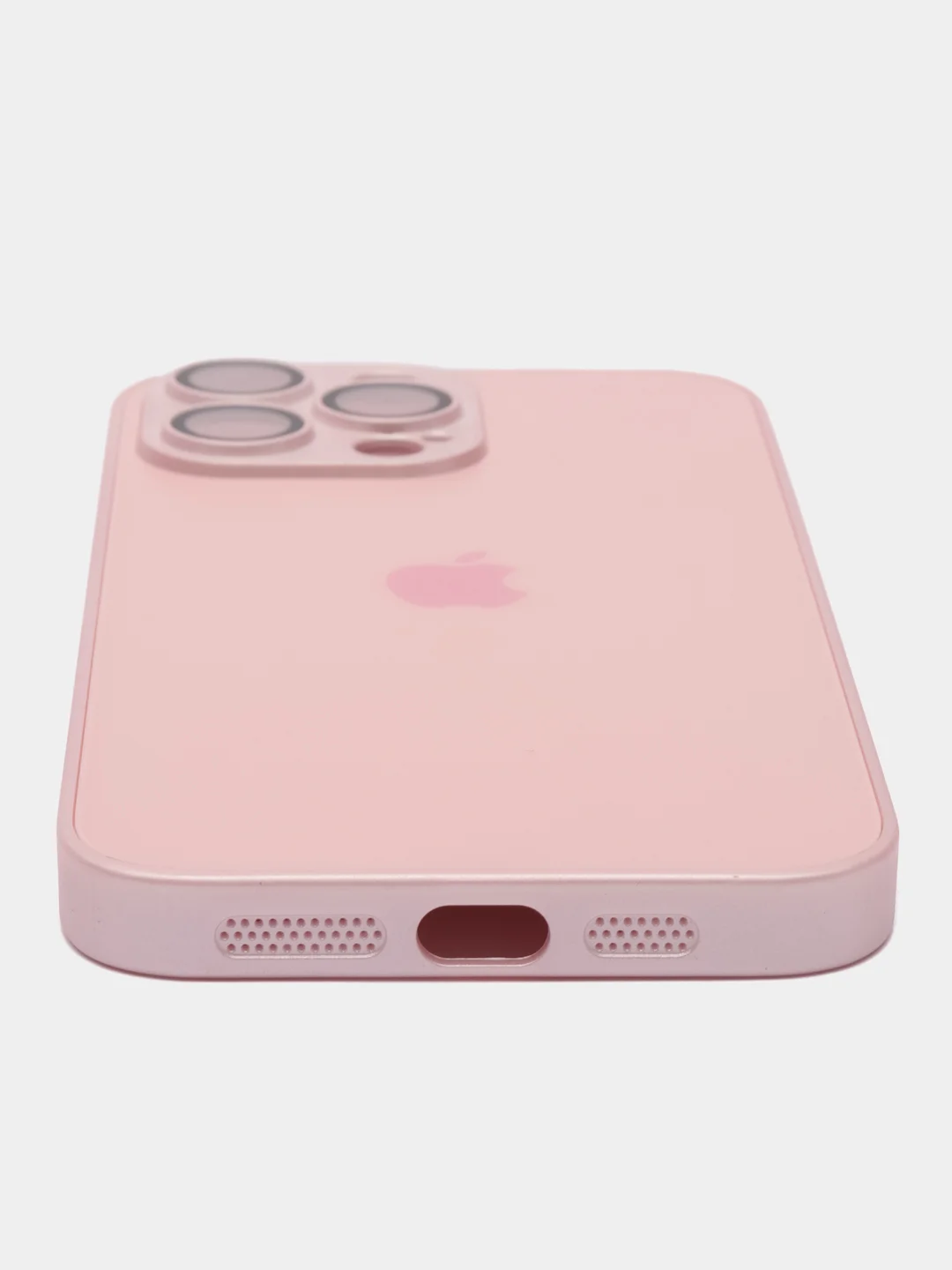 Розовый чехол на айфон 13, 14, 15 16 Pro Max Plus, стеклянный, MagSafe с защитой камеры для iPhone
