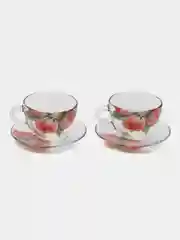 Коралловый чайный набор стекло на 2 персоны
