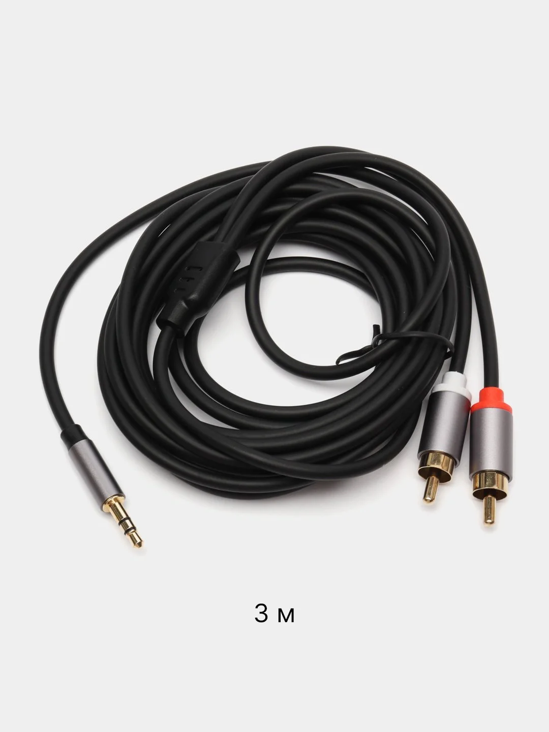 Серый металлик аудио кабель AUX тюльпаны 3.5 мм RCA 2 (папа) - 3.5 Jack (папа), от 1м и до 20м