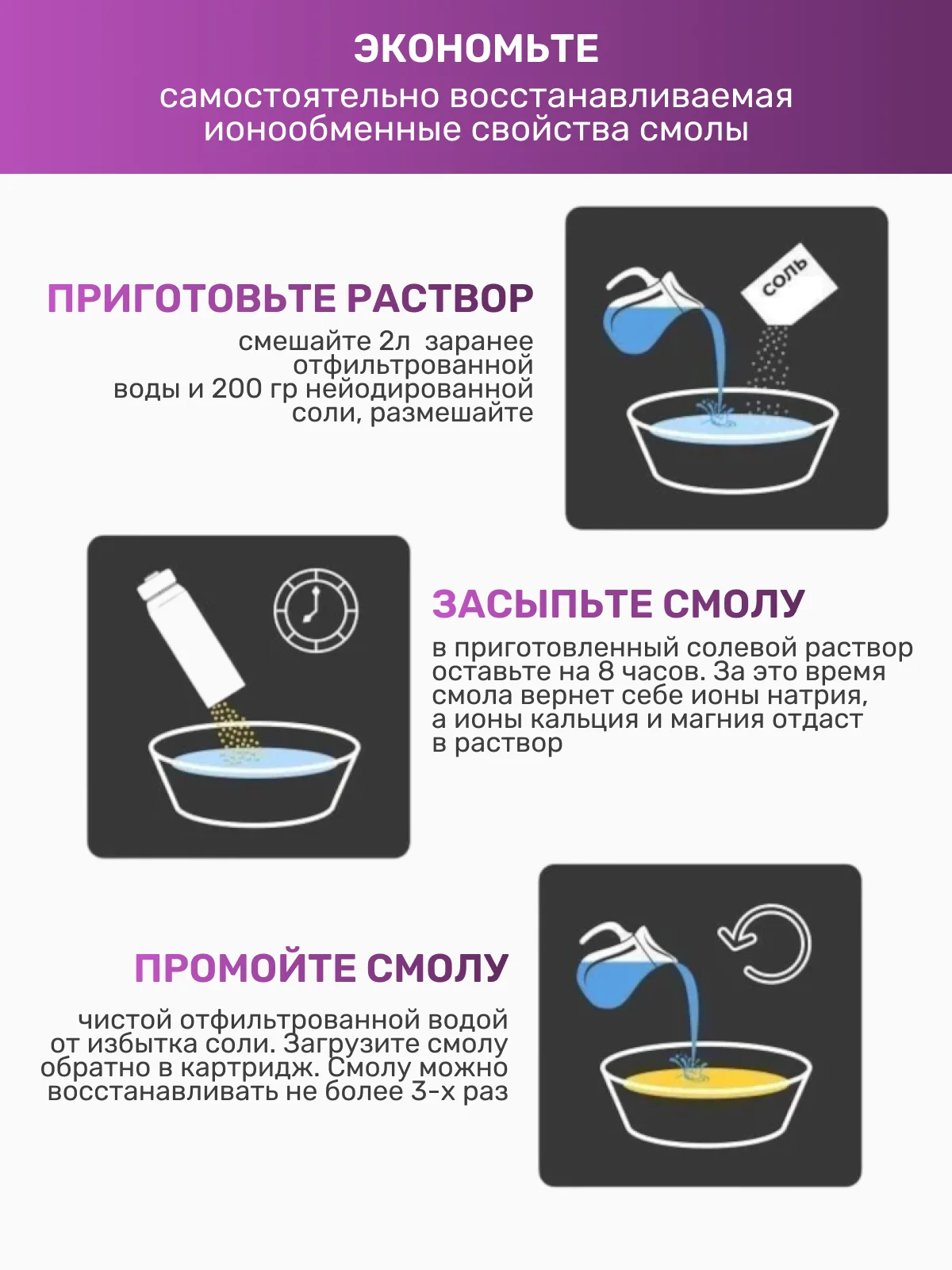 Сменный картридж 3в1 фильтр для воды очистки под мойку умягчение воды от накипи и налета