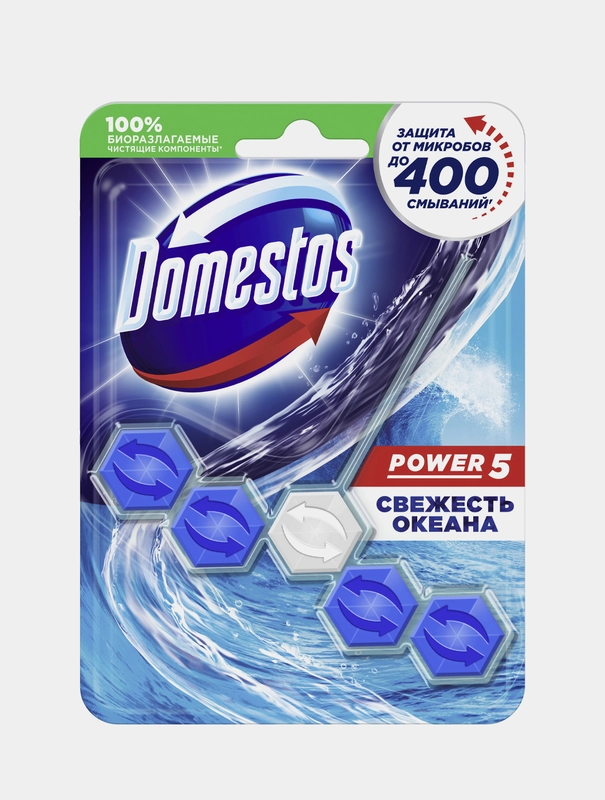 Блок для унитаза Domestos Power5 Свежесть океана, 55г
