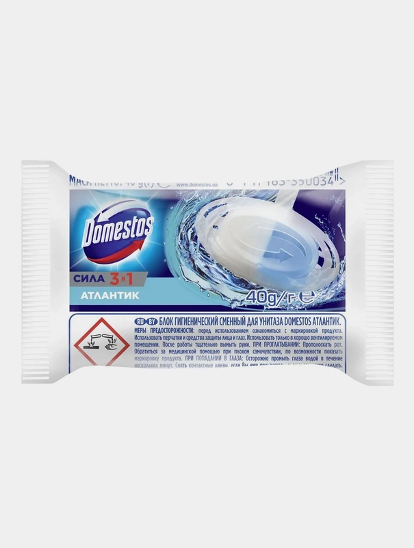 Блок сменный для унитаза Domestos 3в1 Атлантик, 40г