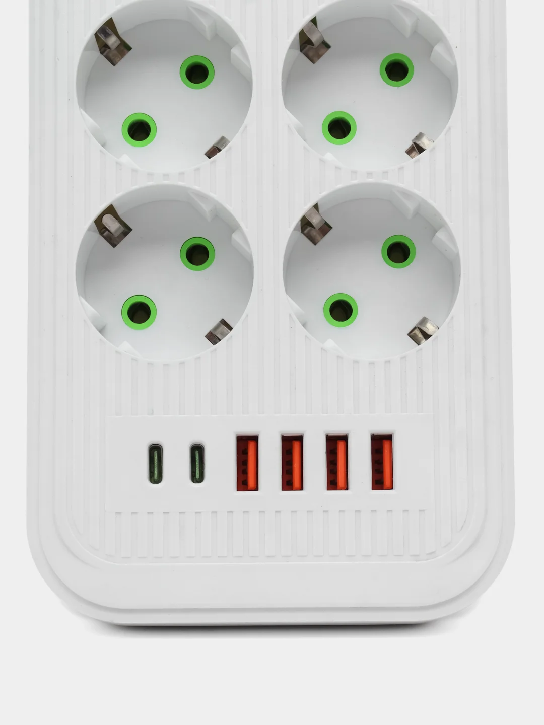 Белый сетевой фильтр, удлинитель, пилот 6 EU, 4 USB, 2 type-C