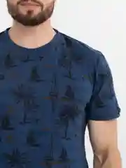 Синий футболка мужская, из хлопка, с принтом