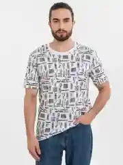 Белый футболка мужская, из хлопка, с принтом