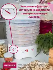 Сушилка для овощей и фруктов Мастерица EFD-0602VM, 6 поддонов + 2 для пастилы в подарок