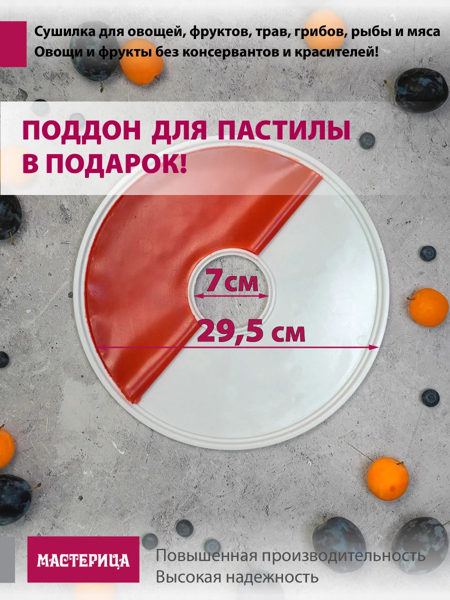 Сушилка для овощей и фруктов Мастерица EFD-0602VM, 6 поддонов + 2 для пастилы в подарок