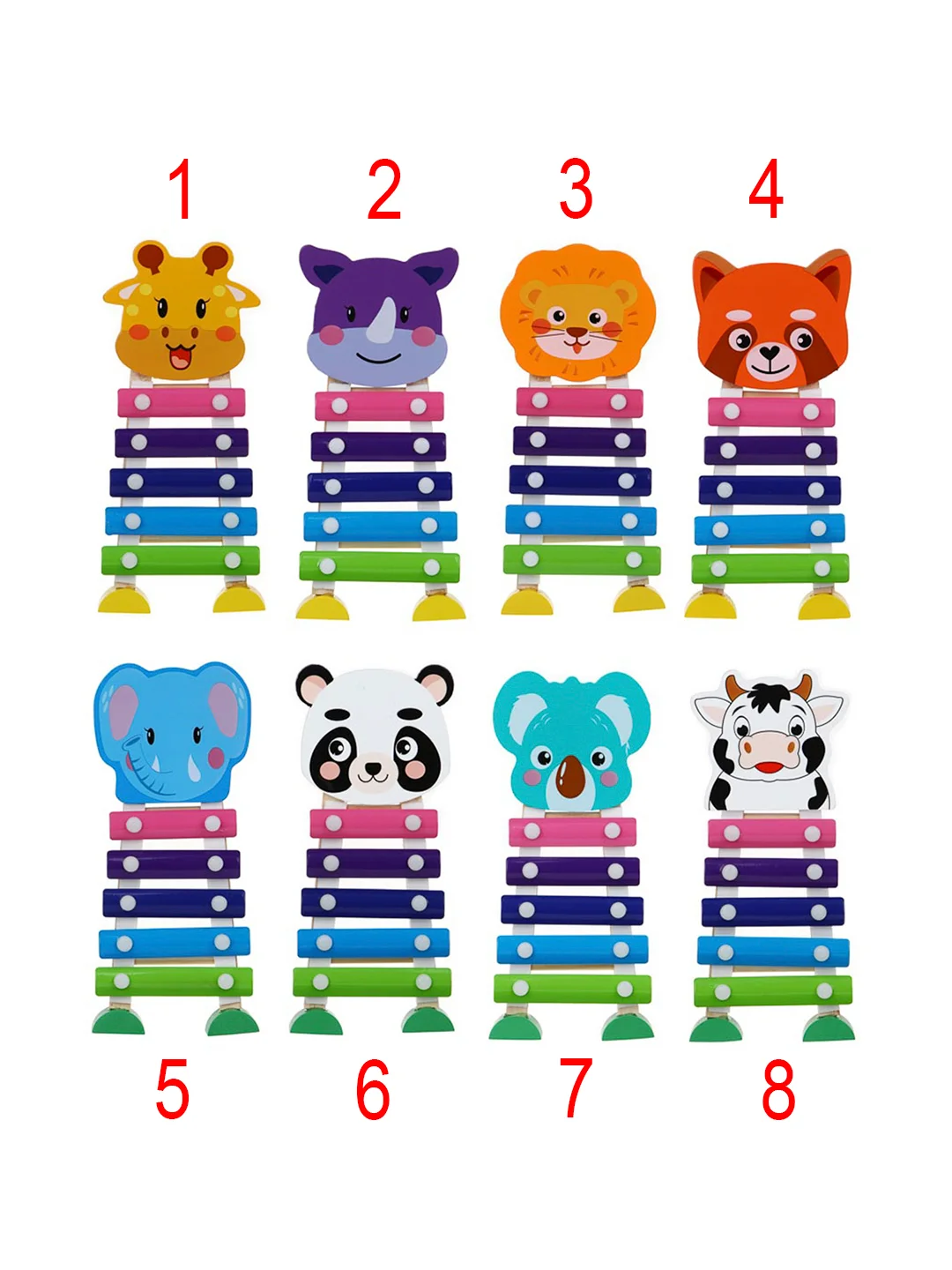 Ксилофон, металлофон, музыкальная, деревянная игрушка 19x9 см, 8 дизайнов