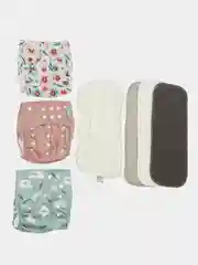 Многоразовые подгузники 2 шт + 3 вида вкладыша в комплекте, тканевые трусы для детей