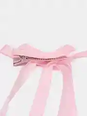 Розовый двойные бантики с лентой, заколка бантик