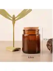 Коричневый стеклянная банка с деревянной крышкой / баночка для свечей объем 100 / 200 мл