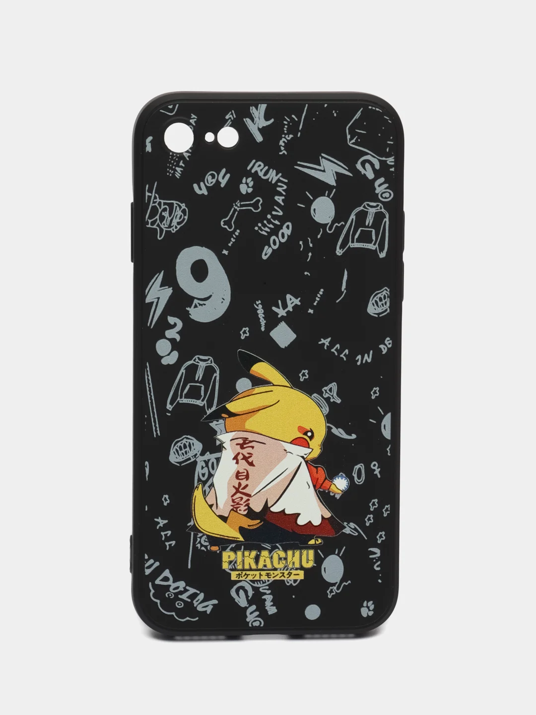 Черный чехол силиконовый Pokemon "Пикачу" для iPhone 7/8 Plus/XS/XR/SE Max/11/12 Pro Max/13