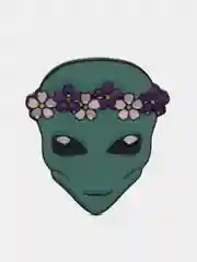 Бирюзовый пин металлический на булавке космос "Aliens", значок на одежду