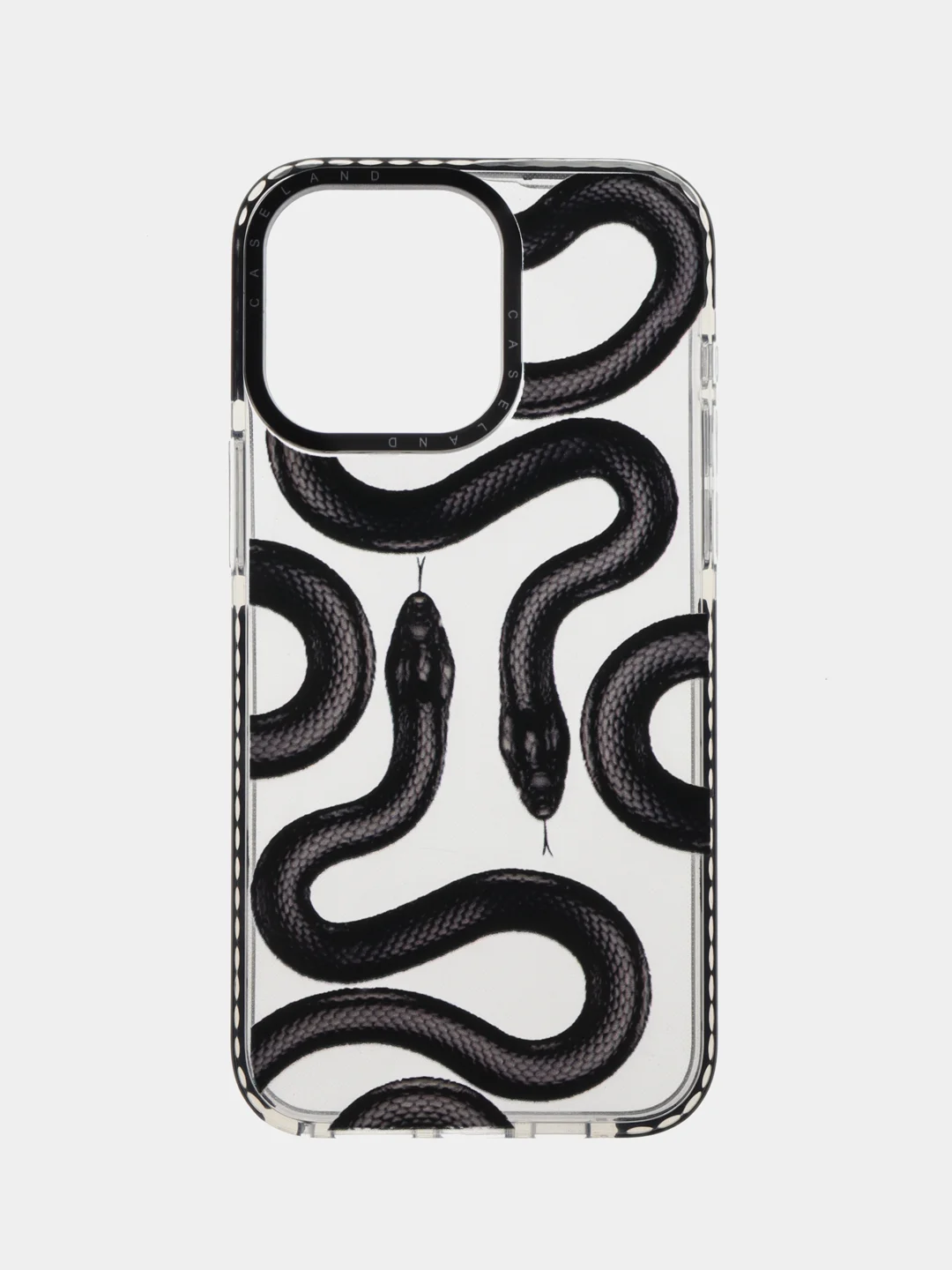 Черный чехол для iPhone (Айфон) 11, 12, 13, Pro, Pro Max, 14, 15, Pro, Pro Max с принтом Змея