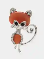 Бордовый брошь с кошачьим глазом