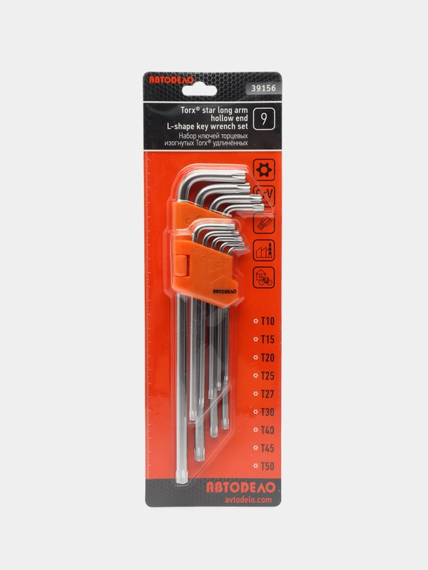 Набор Г-обр. TORX 9ч (T10-T50 CR-V удлинённые с отверстием) АвтоDело (39156)