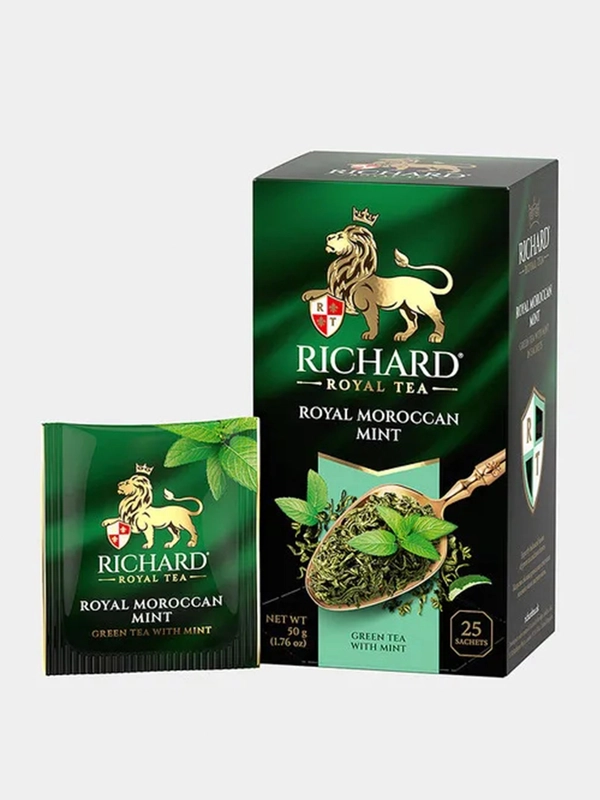 Чай зеленый Richard Royal Moroccan Mint, ароматизированный, 25 пакетиков