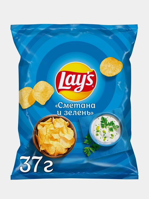 Картофельные чипсы Lays "Сметана и Зелень", 37г