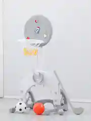 Баскетбольная стойка UNIX Kids Space Grey 4 в 1 с хоккейными и футбольными воротами