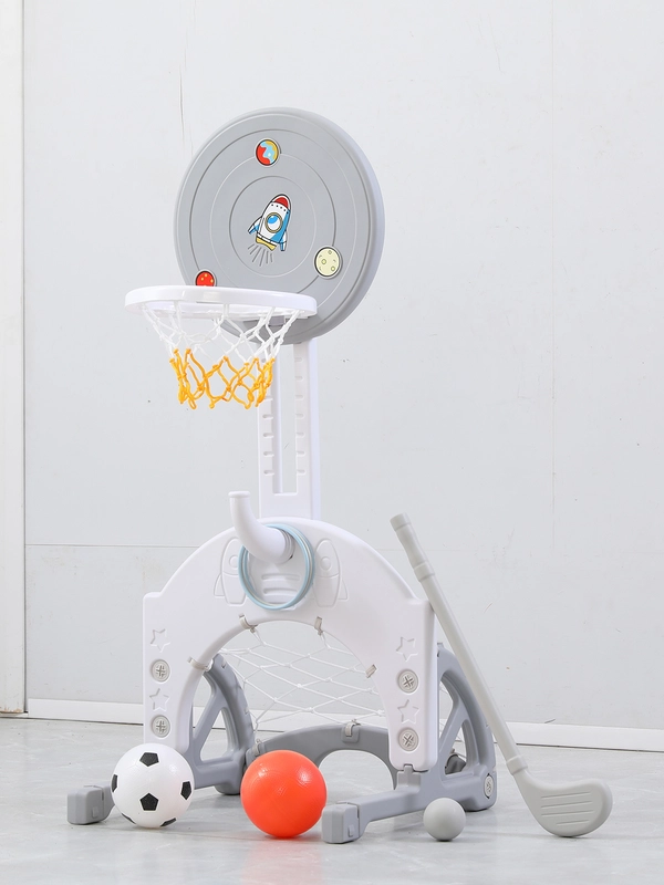 Баскетбольная стойка UNIX Kids Space Grey 4 в 1 с хоккейными и футбольными воротами