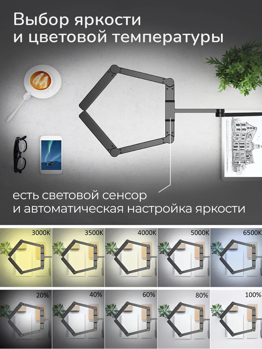 Светильник настольный для школьника, светодиодный, лампа