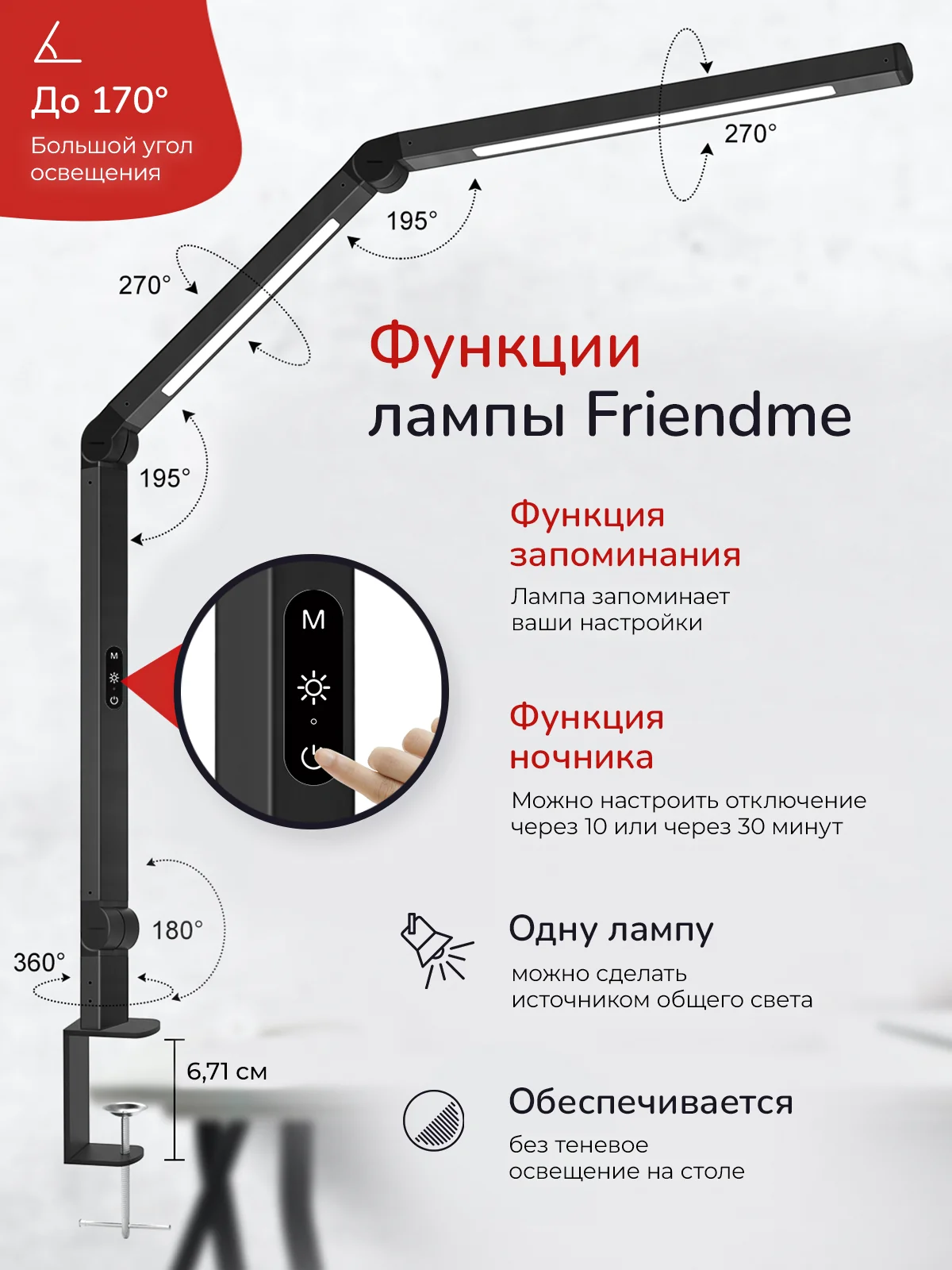 Светильник настольный, лампа светодиодная LED