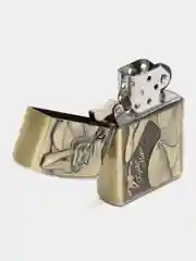 Бронзовый зажигалка классическая бензиновая с рельефным рисунком