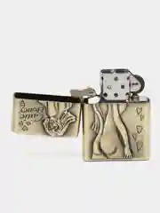 Горчичный зажигалка классическая бензиновая с рельефным рисунком