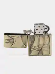 Зелёный хаки зажигалка классическая бензиновая с рельефным рисунком