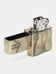 Зелёный хаки зажигалка классическая бензиновая с рельефным рисунком
