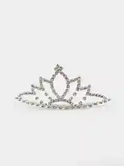 Серый меланж диадема, корона, ободок со стразами, с гребешком