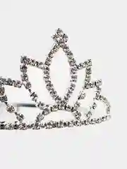 Серый меланж диадема, корона, ободок со стразами, с гребешком