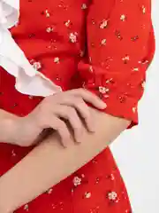Красный платье женское домашнее на запах, туника домашняя