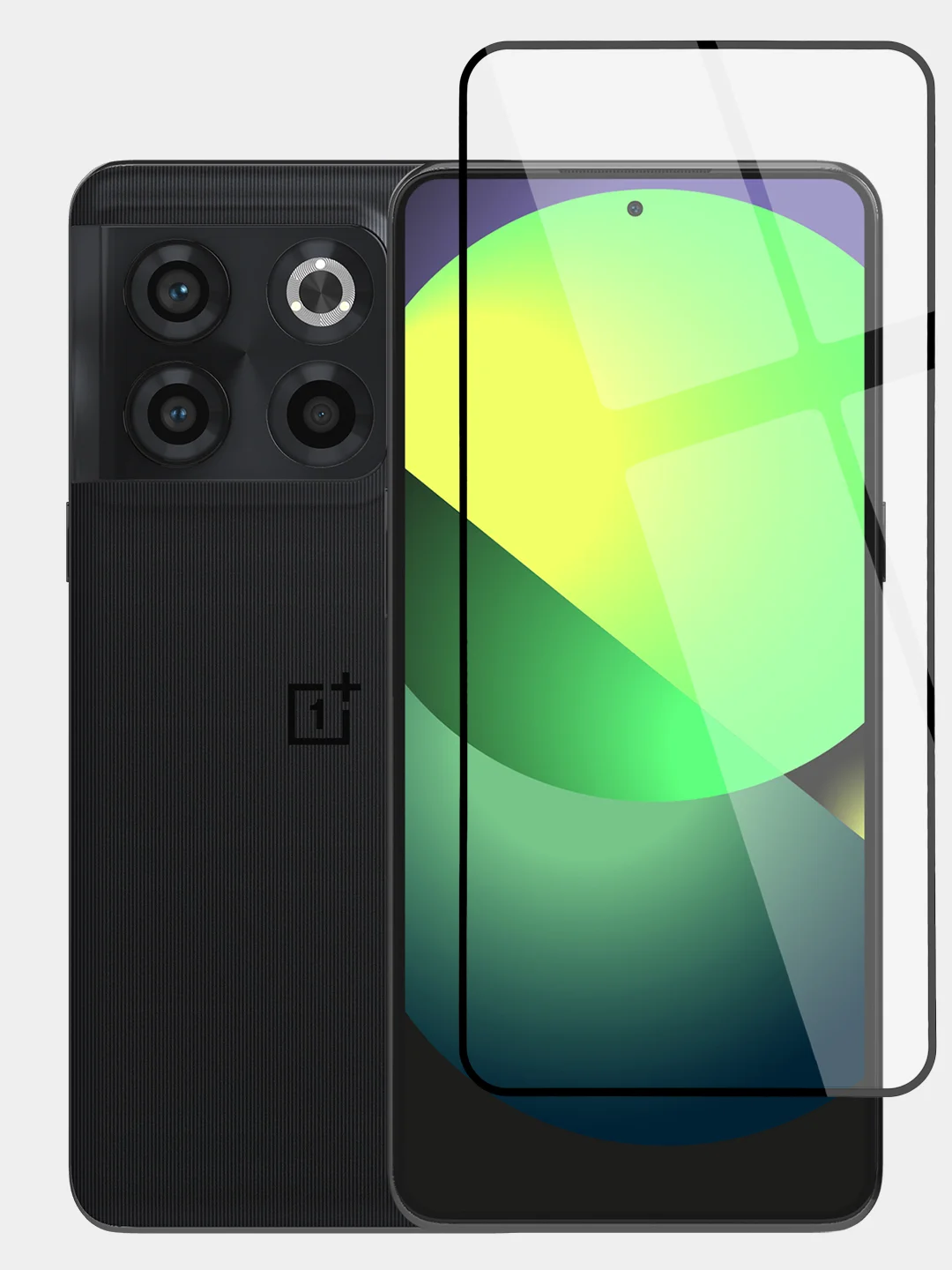 Прозрачный 1-2 шт стекло для OnePlus 10T, OnePlus Ace Pro защитное BROSCORP олеофобное, черная рамка