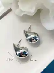 Серебряный серьги женские Капли объемные, серьги олд мани