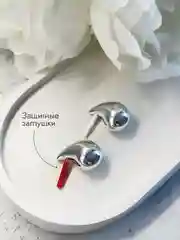 Серебряный серьги женские Капли объемные, серьги олд мани