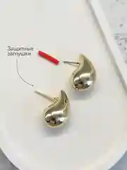 Золотой серьги женские Капли объемные, серьги олд мани