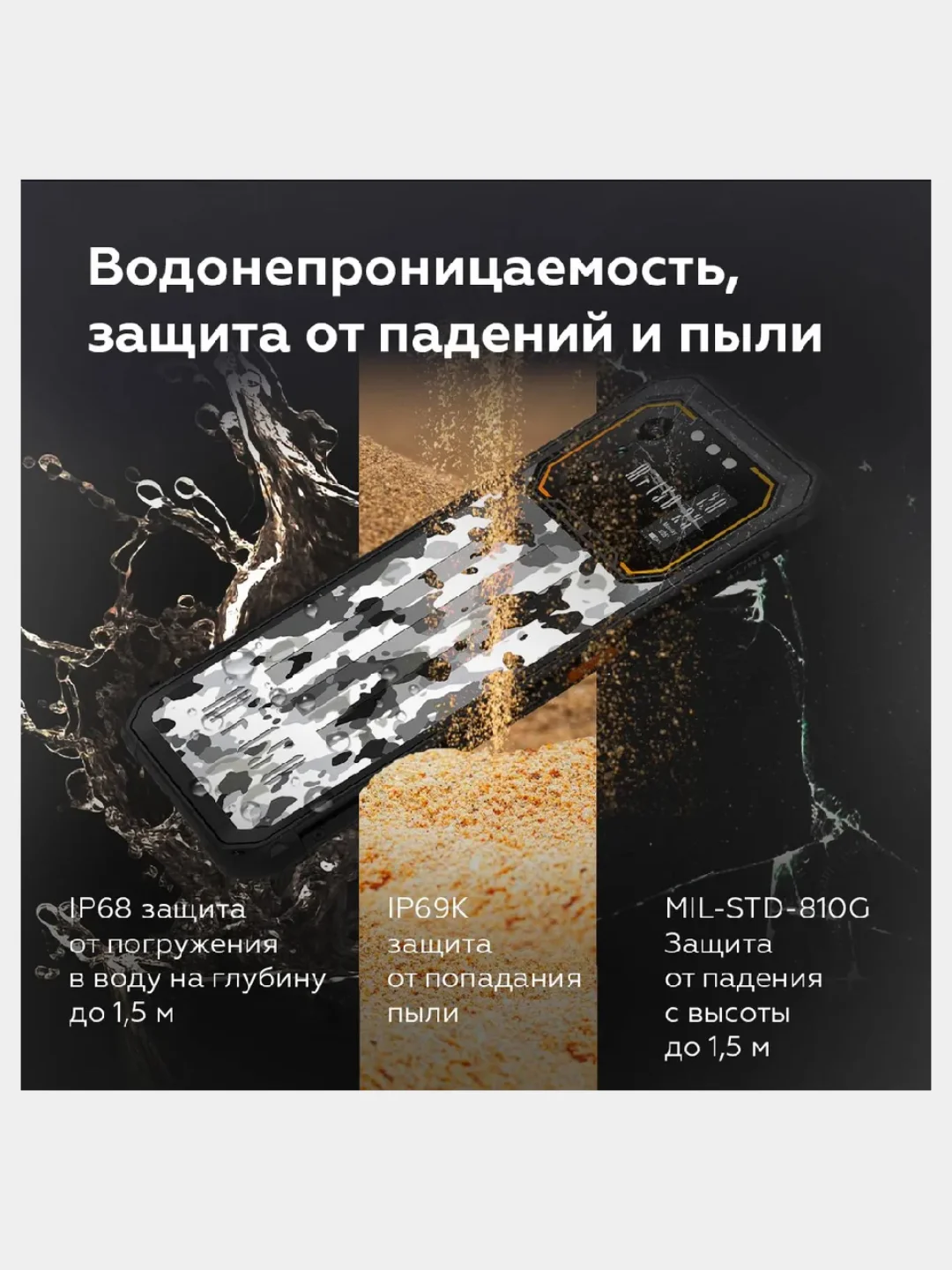 Белый смартфон IIIF150 B1 Pro Plus 12 / 128 Гб, защищенный корпус, 10 000 мАч
