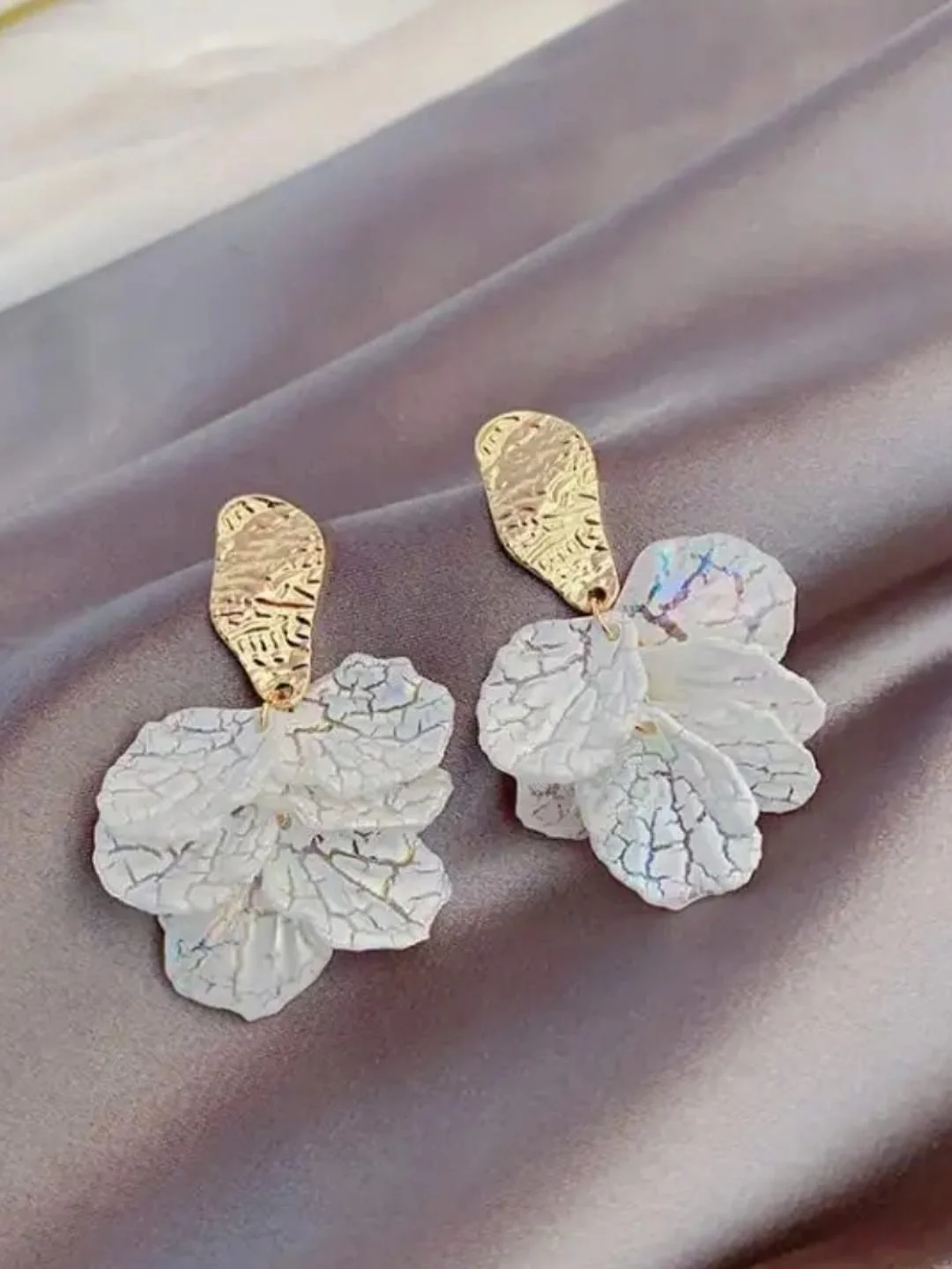 Серьги лепестки, серьги подвески, вечерние, гвоздики