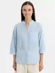 Голубой хлопковые рубашки женские