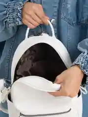 Кремовый рюкзак женский, кожаный