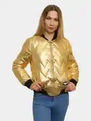 Золотой куртка женская короткая демисезонная бомбер для автоледи