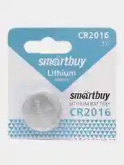 Батарейка CR 2016,  литиевый элемент питания Smartbuy, таблетка диск 2016