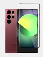 Прозрачный стекло 3D на Samsung Galaxy S22 Ultra защитное BROSCORP со шпателем и рамкой, закаленное
