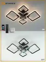 Управляемая потолочная люстра светодиодная с пультом Estares  FAN OVAL 70W+18W черная