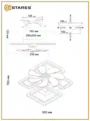 Управляемая потолочная люстра светодиодная с пультом Estares  FAN OVAL 70W+18W черная