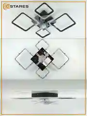 Управляемая потолочная люстра светодиодная с пультом Estares  FAN OVAL 70W+18W черная